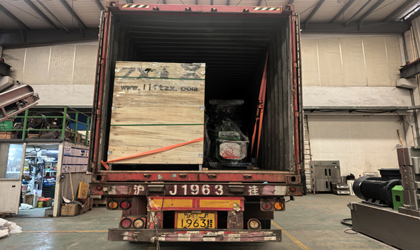 All equipment loaded into container